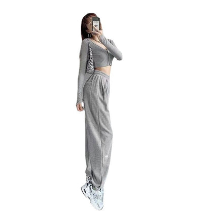 2024 Spring and Summer Thin High Waist American Letter Loose Sports Pants Women's Casual Foot Pants Sweatpants Women's Wholesale