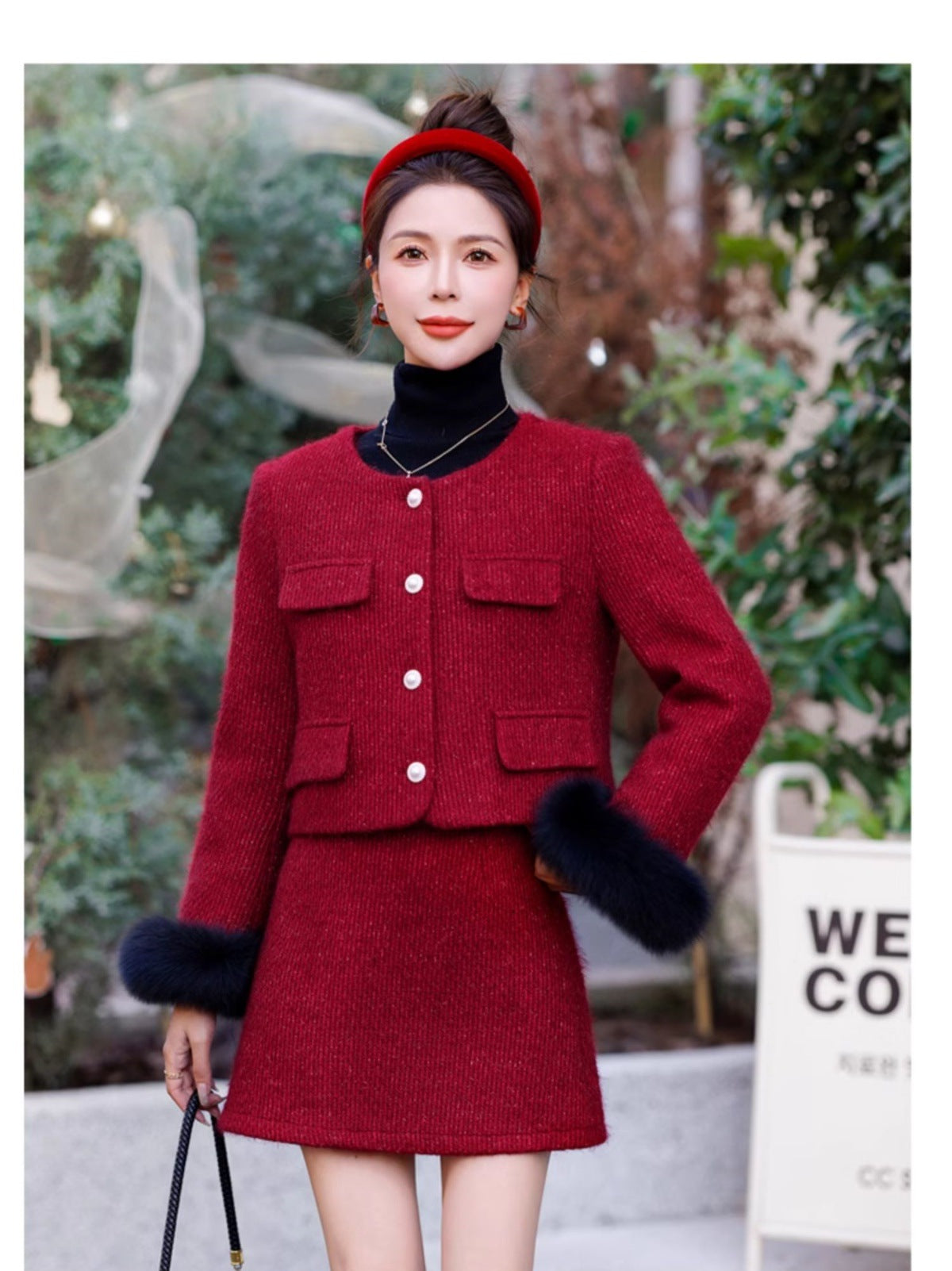 2024 Winter New Style Liner White Duck Down Jacket Real Hair Chanel Style suit Women's Light Luxury Socialite Skirt Two-piece Set