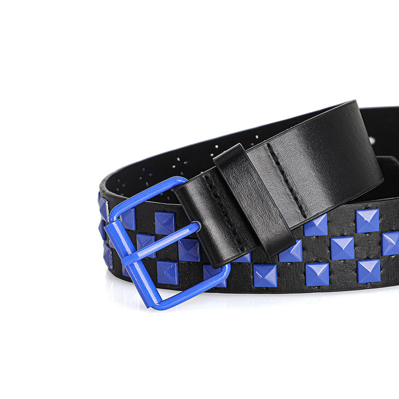 1Pc Fashionable Unisex Rivet Belt Punk HipHop Rock Y2K Style Dopamine Color Handsome Street Casual Daily Wear Belt,For Men Women