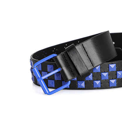 1Pc Fashionable Unisex Rivet Belt Punk HipHop Rock Y2K Style Dopamine Color Handsome Street Casual Daily Wear Belt,For Men Women