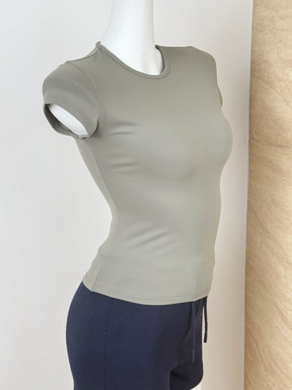 Spot Tankair Sexy Skin-Friendly Nude Elastic Tight Fitness Right Shoulder Small Flying Sleeve T-Shirt Sports Quick-Drying Top