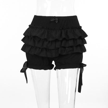 AltGoth Mall Goth Hotsweet Shorts Women Aesthetic Y2k E-girl Cute Sweet Fairycore Grunge Lace Bow Patchwork High Waist Shorts