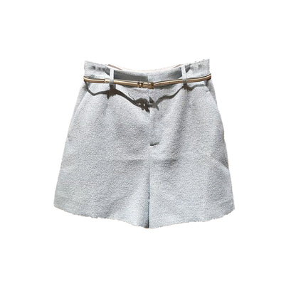Spring Natural Waist Belt Wool Loose Slimming Wide Leg Casual Pants Shorts Women's R103503C