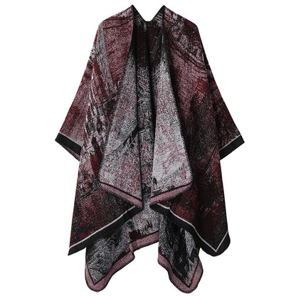 Jiangnan Watertown Knitted Shawl High-end Ethnic Style Cloak Western Sichuan Yunnan Travel Wear Imitation Cashmere Cape Women