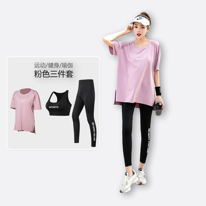 Sports suit Women's Yoga Fitness Clothes Running Gym Summer Breathable plus size chubby girl Belly Covering Slim Loose