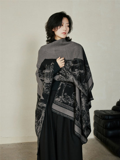 Jiangnan Watertown Knitted Shawl High-end Ethnic Style Cloak Western Sichuan Yunnan Travel Wear Imitation Cashmere Cape Women