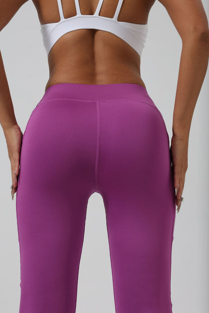 European and American Cross-Border High Waist, Hip Lift, Pockets, Sports, Slim Fit, Fitness, Wide Leg Pants
