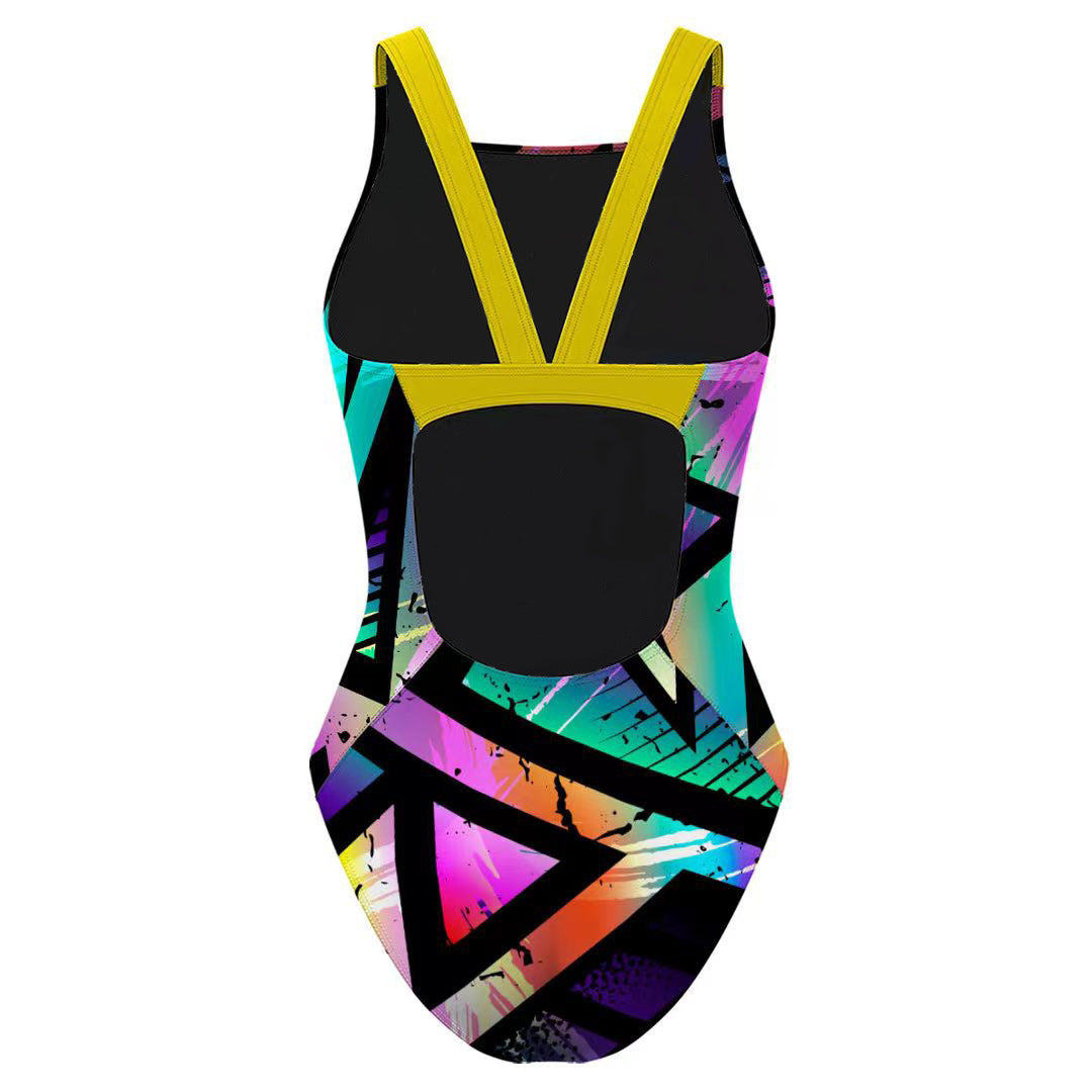 2025 new European and American one-piece bikini cross-border digital printed swimsuit AliExpress tight racing swimsuit for women