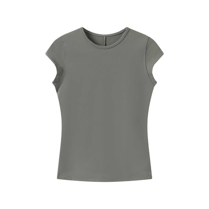 Spot Tankair Sexy Skin-Friendly Nude Elastic Tight Fitness Right Shoulder Small Flying Sleeve T-Shirt Sports Quick-Drying Top