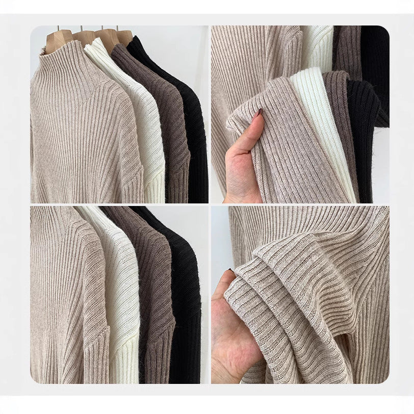 2024 Half-high Collar Western-style High-end Knitted Base Shirt Women's Autumn and Winter Unique and Beautiful Inner Slim-fit Small Top