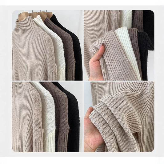 2024 Half-high Collar Western-style High-end Knitted Base Shirt Women's Autumn and Winter Unique and Beautiful Inner Slim-fit Small Top