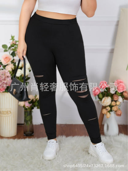 Cross-border Europe and the United States solid color hole tight leggings