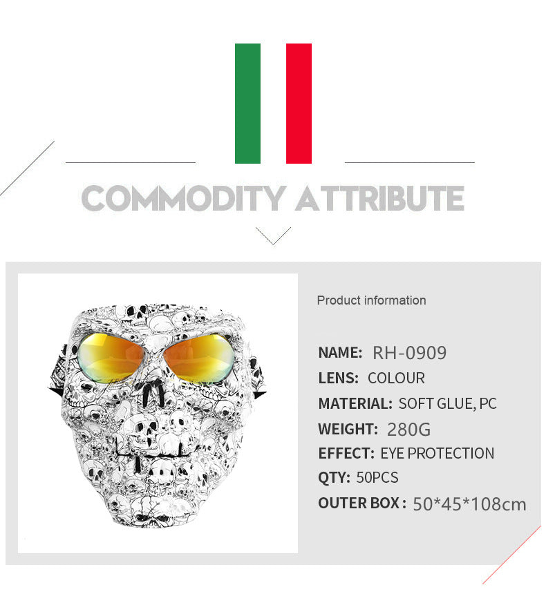 Skull Face Mask With Goggles Motorcycle Dust Masks Helmet Moto Casco Cycling Face Shield HD Cycling Glasses UV400 for Man Womem