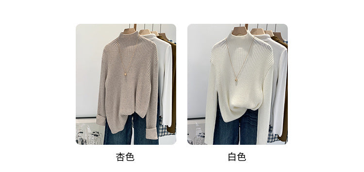 2024 Half-high Collar Western-style High-end Knitted Base Shirt Women's Autumn and Winter Unique and Beautiful Inner Slim-fit Small Top