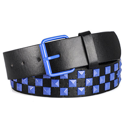 1Pc Fashionable Unisex Rivet Belt Punk HipHop Rock Y2K Style Dopamine Color Handsome Street Casual Daily Wear Belt,For Men Women