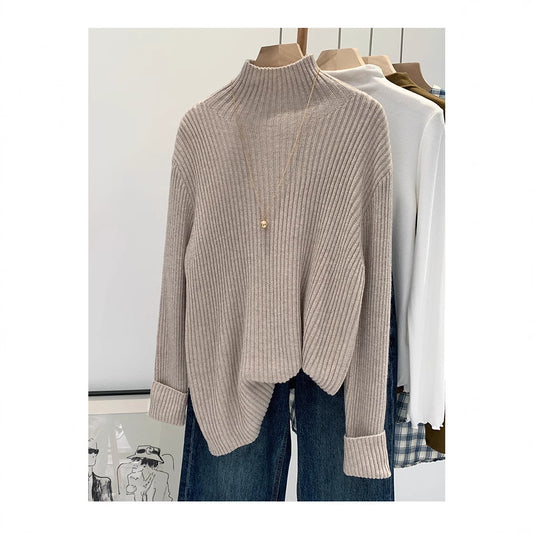 2024 Half-high Collar Western-style High-end Knitted Base Shirt Women's Autumn and Winter Unique and Beautiful Inner Slim-fit Small Top
