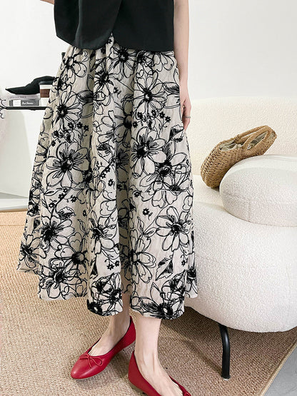 Ju Zhi 2026 Early Spring Velvet Skirt for Women, Heavy Craftsmanship, Niche Retro French High-Waisted Mid-Length A-Line Skirt 1572