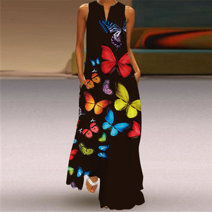 Cross-Border Women's Clothing Amazon Ebay 2026 New European and American Spring and Summer Fashion Printed Sexy Pocketed Long Dress