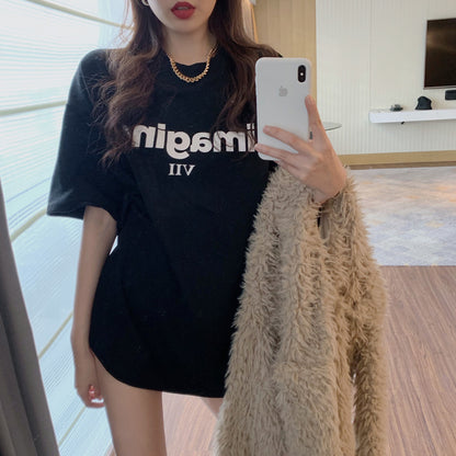 Smiley Face Print Loose Short-Sleeved T-Shirt for Women Spring and Summer New Casual Bottoming Shirt Women's Round Neck Top Dropshipping