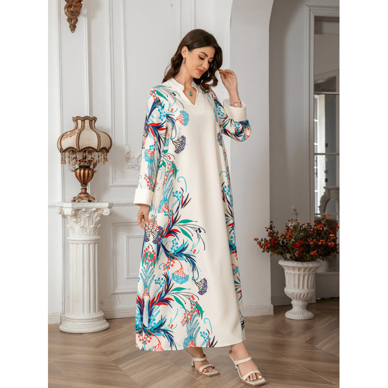 Sw0814 Cross-Border Women's Clothing Long Robe European and American Women's Long Dress Abayas Cross-Border Women's Clothing