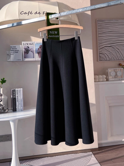 fleece-lined Thickened Acetic Acid Wool Skirt Women's Autumn and Winter High Waist All-match Mid-length A- line Umbrella Skirt Slimming