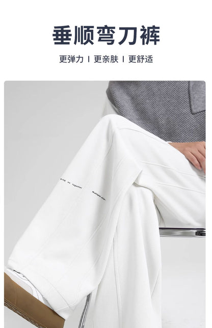 Fall/Winter Machete Pants Men's New Fashionable Brand Loose Wide-leg Sports Pants Sweatshirt Pants Dipper Straight Pants fleece-lined Casual Pants