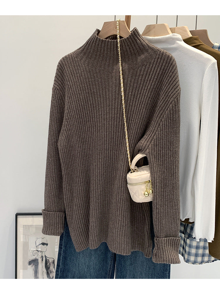 2024 Half-high Collar Western-style High-end Knitted Base Shirt Women's Autumn and Winter Unique and Beautiful Inner Slim-fit Small Top