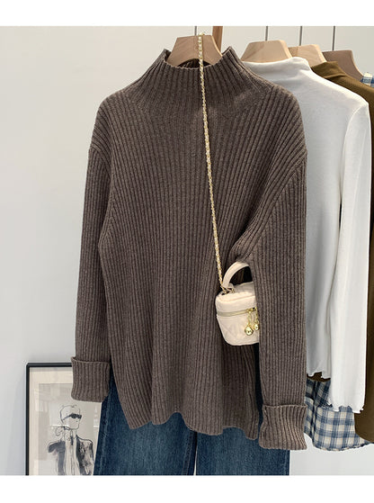 2024 Half-high Collar Western-style High-end Knitted Base Shirt Women's Autumn and Winter Unique and Beautiful Inner Slim-fit Small Top