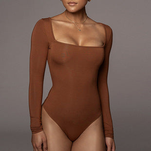 2025 Cross-border Autumn and Winter Basic Bottoming Women's Wear European and American Simple High Neck Long Sleeve Slim-fit bodysuit