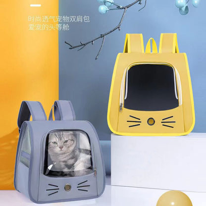 Cross-Border Backpack Cat Bag, Transparent and Visible, Portable Pet Supplies for Outings, Large-Capacity Space Capsule Backpack, Breathable and Lightweight
