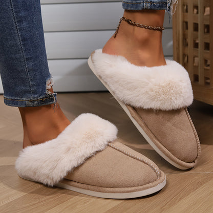 Shevalues Fashion Fur Slippers Women Fluffy Winter House Shoes Memory Foam Fuzzy Slippers Short Plush Slipper Indoor And Outdoor