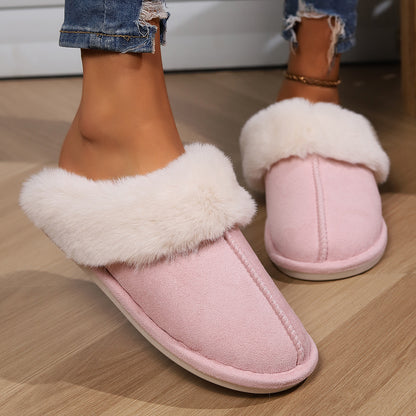 Shevalues Fashion Fur Slippers Women Fluffy Winter House Shoes Memory Foam Fuzzy Slippers Short Plush Slipper Indoor And Outdoor