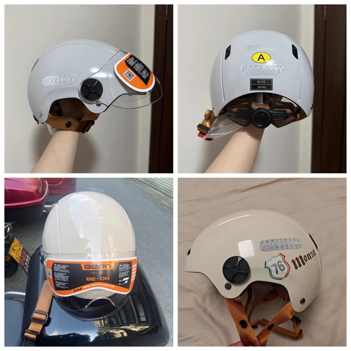 BEON Light Helmet Electric Motorcycle Lightweight Half Helmet Detachable Warm Ear Protection Capacete De Motocicleta