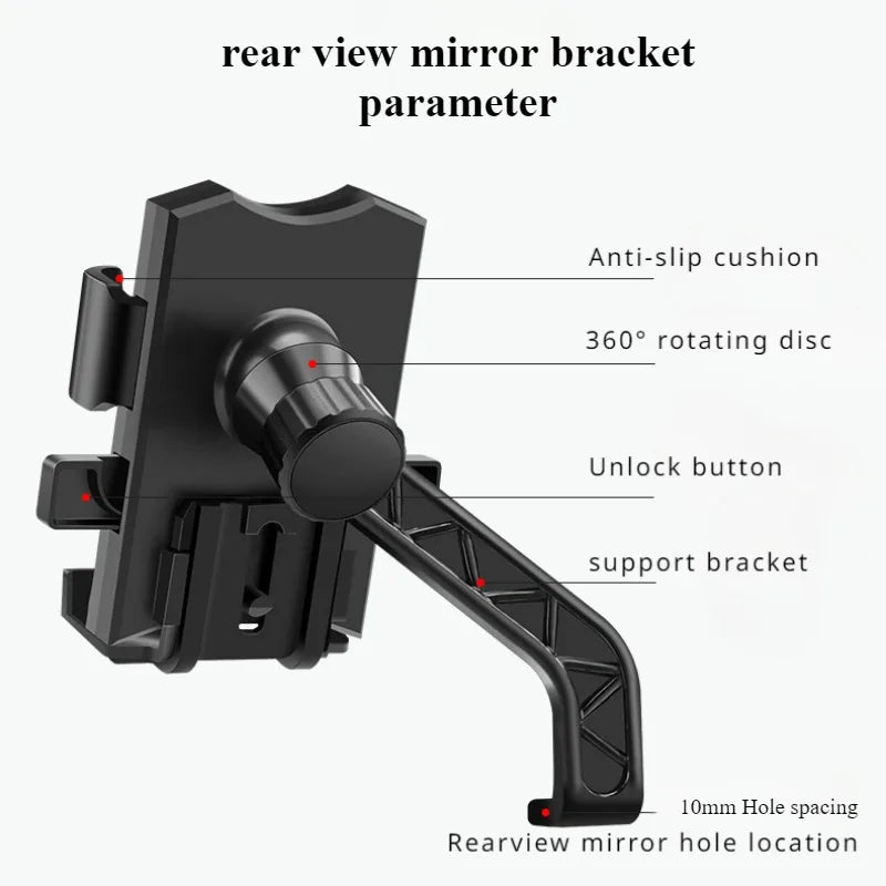 360° Free Rotation Phone Holder for Motorcycle Outdoor Bicycle Riding GPS Navigation and Video Shooting Shock Absorption Design