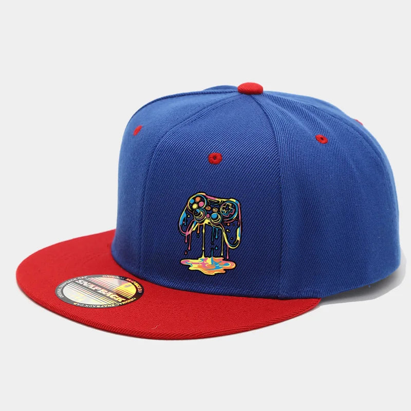 1PC two-color block hip-hop cap for men and women, American casual and versatile flat-brimmed baseball cap