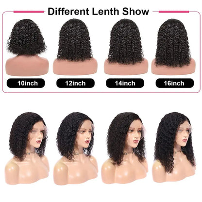 Short Bob Glueless Wigs Deep Wave Glueless Human Hair Ready To Wear 180% Pre Cut Lace 4x4 13x4 Culry Lace Front Human Hair Black