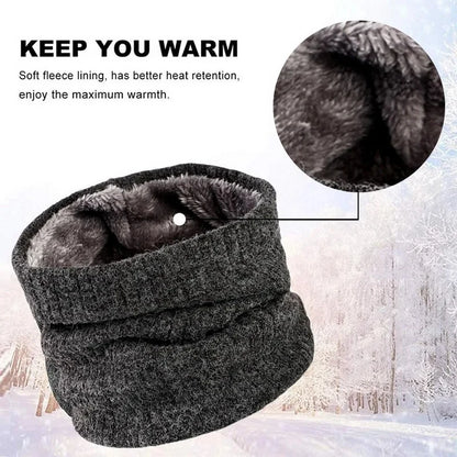 Winter Scarf for Men Fleece Ring Bandana Knitted Warm Solid Scarf Women Neck Warmer Thick Cashmere Hot Handkerchief Ski Mask