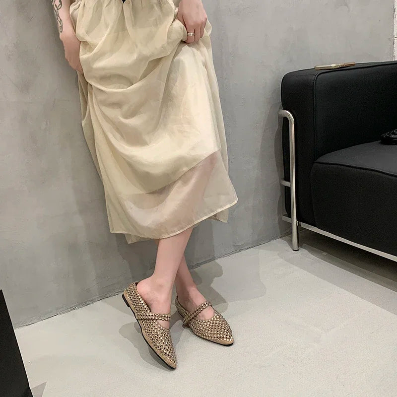 Crystal Women's Pointed Toe Slippers Luxury Flats Sandals Casual Mules Shoes Cozy New Trend Slides Fashion Dress Mujer Zapatos