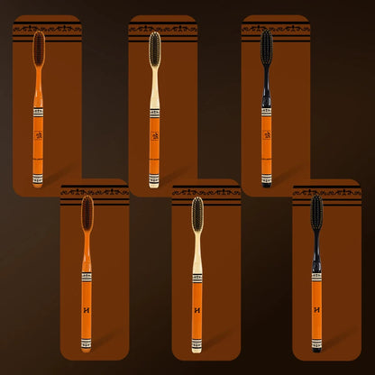 Pack of 6 high-end light luxury adult household long-head soft-bristled toothbrushes