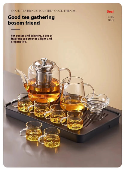GIANXI Tea Teapot Household Large Capacity Glass Tea Maker Tea Separation Thickened High Temperature Tea Set Single Pot