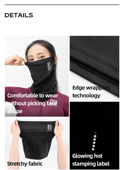 ROCKBROS Ice Silk Cycling Face Mask Summer Anti-UV Quick Dry Breathable Bike Scarf Mask  Fishing Riding Bandana Face Neck Cover