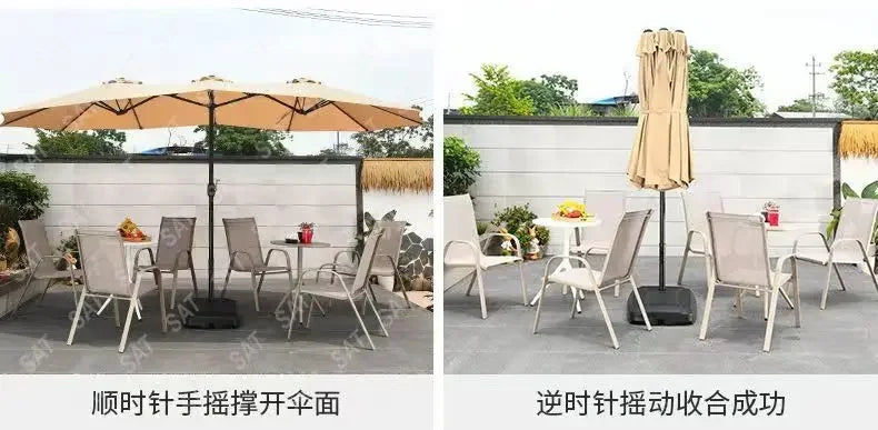 -Three-headed Parasol Outdoor Courtyard Leisure Umbrella With Big Umbrella Set Outside And Big Umbrella Stall Outdoor Garden