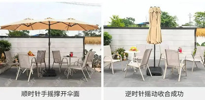 -Three-headed Parasol Outdoor Courtyard Leisure Umbrella With Big Umbrella Set Outside And Big Umbrella Stall Outdoor Garden