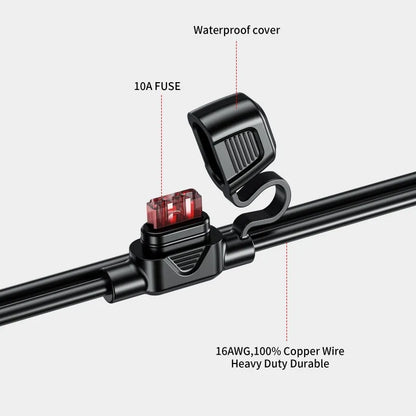 60cm/180cm Quick Release SAE Cable w/ 10A Fuse Terminal O Connector Battery Charger Extension Adapter Wire 16AWG Terminal