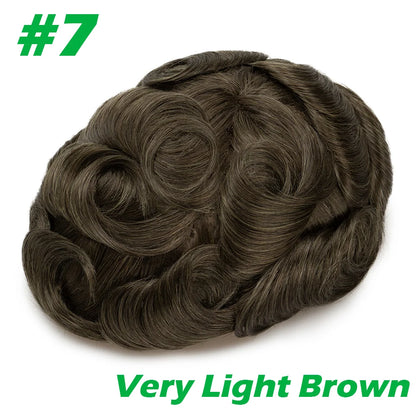 Men Toupee 0.06mm Thin Skin Natural Hairline Men's Capillary Prothesis Toupee Men Wigs Male Wig Hair System 100% Human Hair