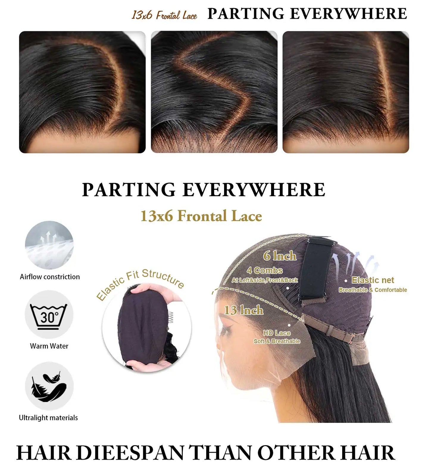 40 46 Inch 200 Density frontal Wig For Black Women Brazilian Wigs 13x6 Bone Straight HD Transparent Lace Front Human Hair Wigs