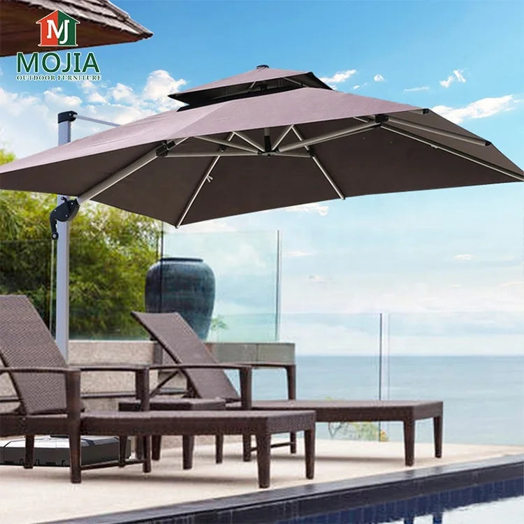 Outdoor Furniture Sunshade  Garden Umbrella Aluminum 3m square Offset Parasol 10 ft Cantilever Commercial Patio Umbrella & Bases