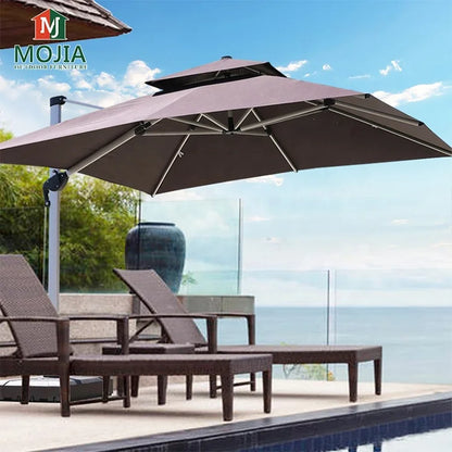 Outdoor Furniture Sunshade  Garden Umbrella Aluminum 3m square Offset Parasol 10 ft Cantilever Commercial Patio Umbrella & Bases