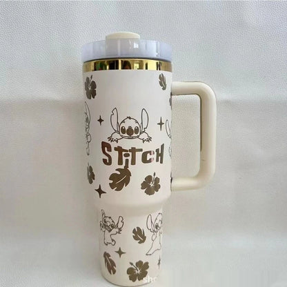 In Stock Stitch Cartoon Peripheral Insulated Cup 40oz 1180ml Stainless Steel Straw Cup Large Capacity Portable And Durable Gift