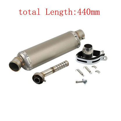 Stainless Steel 51mm Universal Motorcycle Exhaust Muffler Escape 310 370 440 mm Pipe 100cc-1000cc ATV GP Scooter For fz6 pcx125